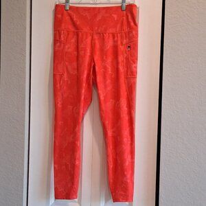Reebok High-Rise Full Length Orange Print Leggings Size L